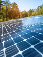 Close-up of solar panel with sunlight reflecting in an outdoor setting, capturing the essence of renewable energy and sustainable living.