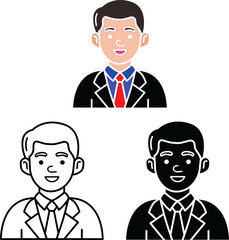Business Man, Office Man Icon Set On Transparent Background, Businessman Icon Set for Professional Use.