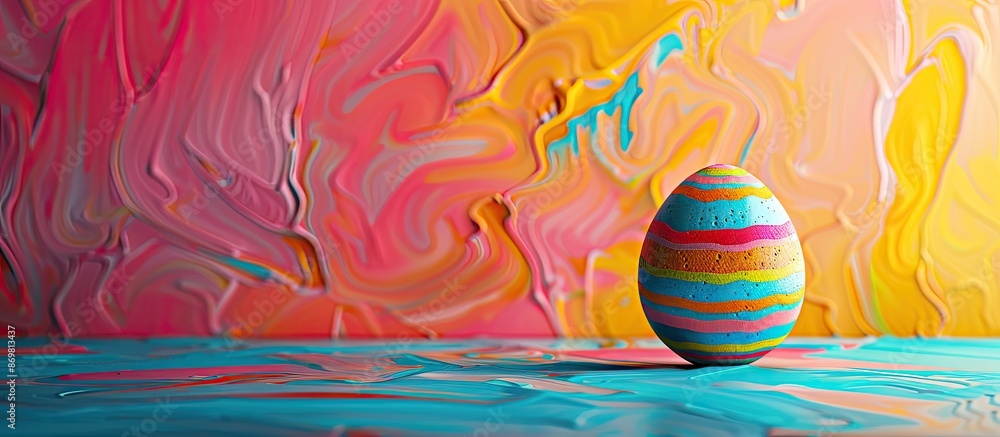 Aufkleber quirky easter egg with playful design in a colorful setting, perfect for a copy space image.