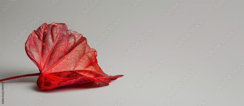 Leinwandbilder red chinese hibiscus leaf against a plain background, providing empty space for additional content i