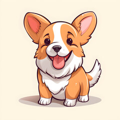Cute sweet Welsh Corgi cartoon illustration