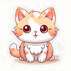 Fluffy cat cartoon illustration