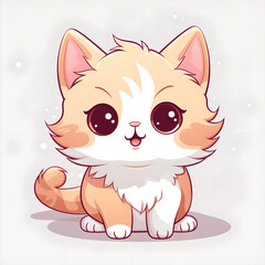 Fluffy cat cartoon illustration