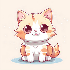 Fluffy cat cartoon illustration