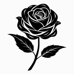 a rose silhouette vector art illustration