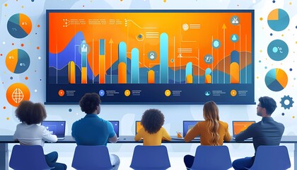 Compliance Training for Risk Managers, training session with icons of risk management education, compliance guidelines,