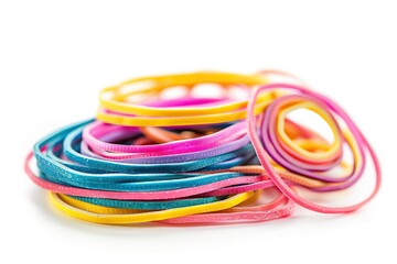 Colorful rubber hair scrunchy isolated on white background