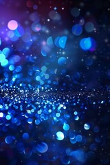 Bokeh background with sapphire glow. Unfocused royal blue glow. Crystal drops and sequins wallpaper. Holiday texture confetti wallpaper.