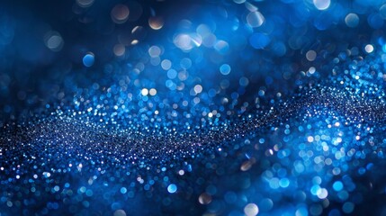 Bokeh background with sapphire glow. Unfocused royal blue glow. Crystal drops and sequins wallpaper. Holiday texture confetti wallpaper.