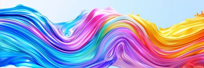 Obraz premium A vibrant abstract image of a colorful liquid wave swirling and flowing