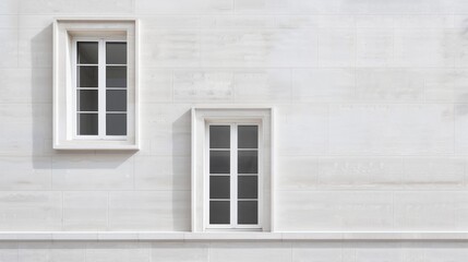 Fototapeta premium Elegant Parisian architecture, modern minimalist building, facing a wall with windows and doors, Haussmannian architecture, ornate moldings