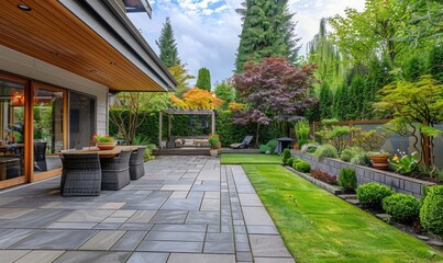 Modern Home Paved Back Garden: Emphasizing Stylish Paving Design