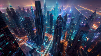 Obraz premium Metropolis Symphony: Day to Night Transition