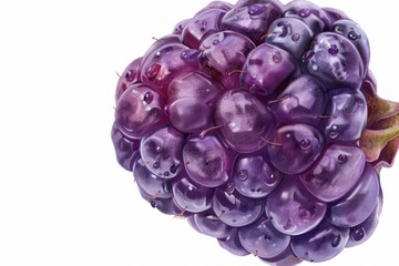 A stunning illustration of a blackberry showcasing its detailed texture and rich purple color. The image highlights the fruit's natural beauty.
