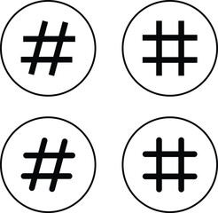 Obraz premium hashtag logo in bubble icons set. concept of communication sign or customer experience. minimal style trendy simple hash tag logotype graphic thin line art design isolated on transparent background.