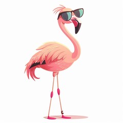 Fototapeta premium Flamingo Casual Chic cartoon isolated whitebackground