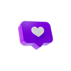 Heart icon isolated transparent background, png. 3d rendering.