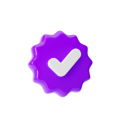Verified icon isolated transparent background, png. 3d rendering.