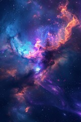 Obraz premium Colorful space galaxy cloud nebula. Starry cosmos. Astronomy, science and the universe. Supernova background wallpaper.