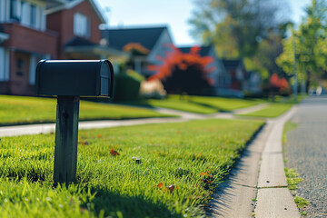 American mail box near the house in suburban village