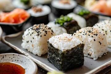 Elegant rice balls with sesame seeds