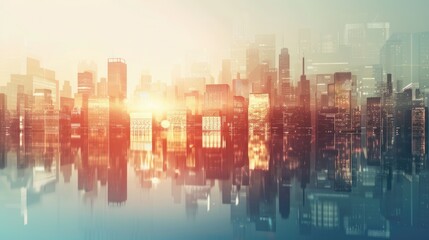 Obraz premium Abstract real estate creation and city development and futuristic effects