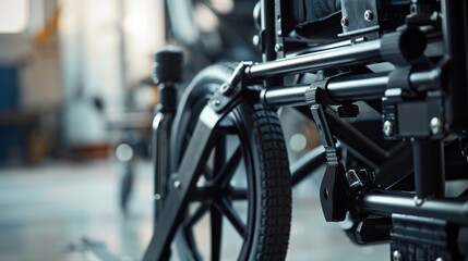 Fototapeta premium Close-Up of Lightweight Foldable Wheelchair Frame for Accessibility and Mobility Solutions