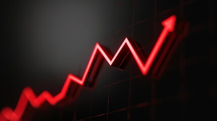 Financial chart with red line demonstrating stock market trends, visual economic data, financial growth metrics, and comprehensive investment analysis, detailed presentation