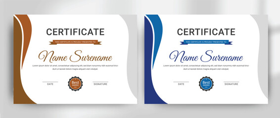 Modern Certificate of Appreciation, Achievement, Recognition, and Excellence Template with Elegant Design Elements and Completion Certificate Border