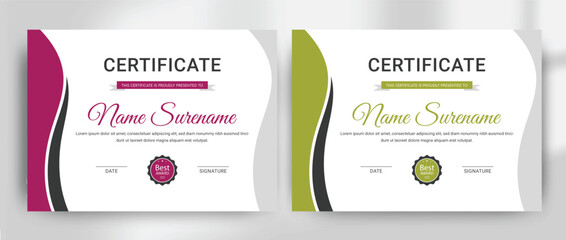 Modern Certificate of Appreciation, Achievement, Recognition, and Excellence Template with Elegant Design Elements and Completion Certificate Border