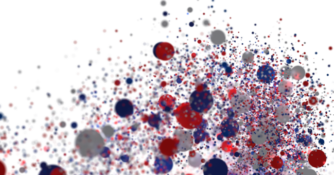 confetti - USA banner mockup with confetti confetti in American national colors. USA Presidents Day, American Labor day, Memorial Day, US election concept.