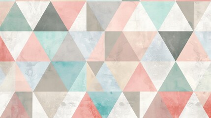 A repeating pattern of overlapping triangles in a pastel color palette, creating a soft and harmonious geometric design