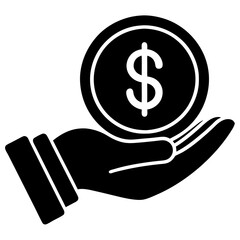 Money on hand icon logo   silhouette vector art illustration