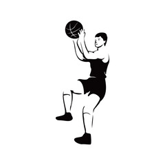 basketball player silhouette design. athlete man icon, sign and symbol.