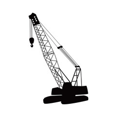 crane truck silhouette design. heavy equipment sign and symbol.