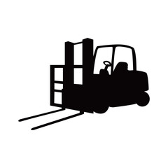 forklift silhouette design. heavy transportation sign and symbol.