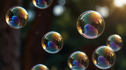 soap bubbles in the air