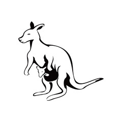 kangaroo silhouette design. Australian animal sign and symbol.