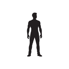 Man in jacket standing with hand in his pocket, side view, isolated vector silhouette