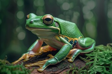 Fototapeta premium American Green Tree Frog, Macro,Left side view