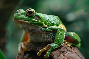 Obraz premium American Green Tree Frog, Macro,Left side view