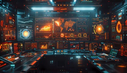 Cybersecurity and Regulatory Compliance, cybersecurity command center with icons of compliance standards, data protection measures, 