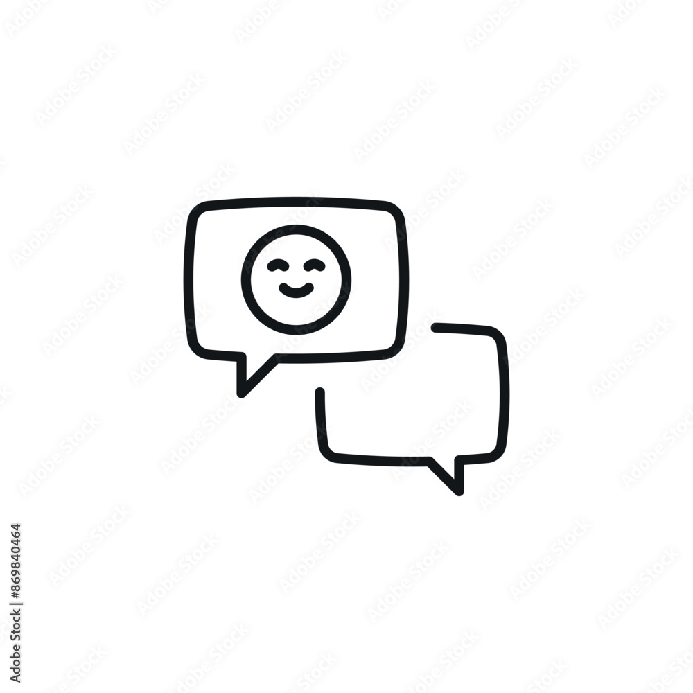 Poster delighted customer linear icon. line customizable illustration. contour symbol. vector isolated outl