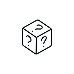 Random. Cube. Dice linear icon. Line customizable illustration. Contour symbol. Vector isolated outline drawing. Editable stroke