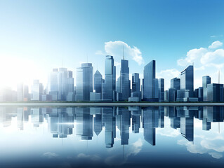City square and skyline with modern buildings scenery, Aerial view of a business city and commercial area building, high rise building for business environment