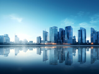 City square and skyline with modern buildings scenery, Aerial view of a business city and commercial area building, high rise building for business environment