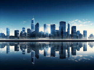 Obraz premium City square and skyline with modern buildings scenery, Aerial view of a business city and commercial area building, high rise building for business environment