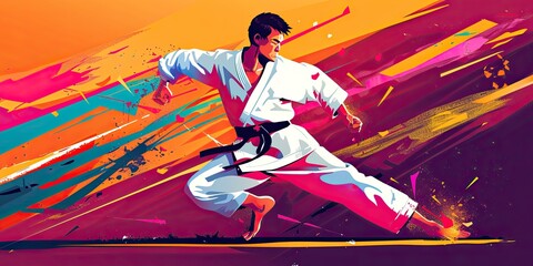Dynamic Karate Kick Illustration