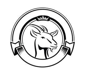 Goat Head Emblem Logo Vector Icon