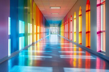 Fototapeta premium Revitalizing the Hospital or Clinic Corridor with Lively Murals and Sunlight
